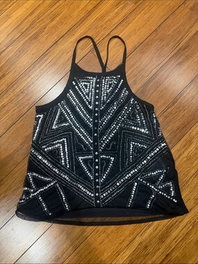 Black Sequin Halter Camisole Top